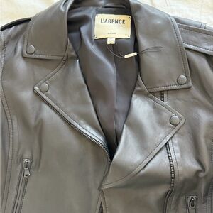 L'AGENCE black Leather Jacket
